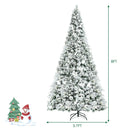 8 Feet Snow Flocked Hinged Christmas Tree with Berries and Poinsettia Flowers by LJGDeals