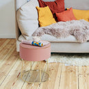 Round Velvet Footrest Stool Ottoman with Non-Slip Foot Pads for Bedside by LJGDeals