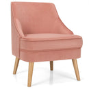 Mid Century Velvet Accent Chair with Rubber Wood Legs for Bedroom by DirectDeals