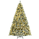 6 Feet Pre-lit Snow Flocked Hinged Christmas Tree with 928 Tips and Metal Stand by LJGDeals