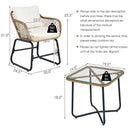 3-Piece Patio Bistro Set with 2 Rattan Chairs and Square Glass Coffee Table-White by LJGDeals