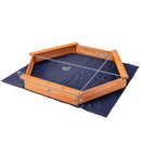Hexagon Wooden Cedar Sand Box with Seat Boards by LJGDeals