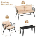 4 Pieces Patio Furniture Set with Seat Back Cushions for Garden-Beige by LJGDeals