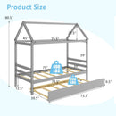 Kids Platform Bed Frame with Roof for Bedroom by LJGDeals