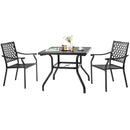 3 Pieces Patio Dining Set Stackable Chairs Armrest Table with Umbrella Hole by LJGDeals