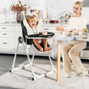 Baby High Chair Foldable Feeding Chair with 4 Lockable Wheels by LJGDeals