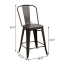 Set of 4 Industrial Metal Counter Stool Dining Chairs with Removable Backrests by LJGDeals