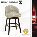 Set of 2 Swivel Bar Stools with Rubber Wood Legs and Padded Back by LJGDeals