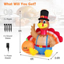 6 Feet Thanksgiving Inflatable Turkey with Pumpkin Fall Harvest Decor with Lights by LJGDeals
