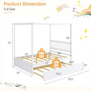 Full Size Canopy Bed with Trundle Wooden Platform Bed Frame Headboard by LJGDeals