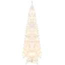 7 Feet Pre-Lit Hinged Pencil Christmas Tree White with 300 LED Lights and 8 Flash Modes by DirectDeals