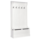 3-in-1 Entryway Hall Tree Coat Rack Shoe Bench with Hooks and Bottom Storage-White by LJGDeals