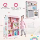 2-In-1 Double Sided Kids Kitchen Playset and Dollhouse with Furniture by LJGDeals