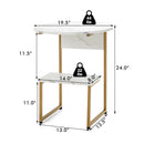 2-Tier Round End Beside Table with Metal Frame-White by LJGDeals