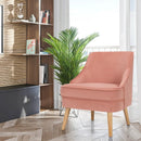 Mid Century Velvet Accent Chair with Rubber Wood Legs for Bedroom by LJGDeals