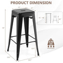 30 Inch Bar Stools Set of 4 with Square Seat and Handling Hole by LJGDeals