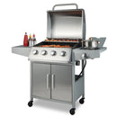 50000BTU 5-Burner Propane Gas Grill with Side Burner and 2 Prep Tables-Silver by LJGDeals
