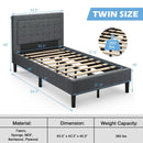 Twin Size Upholstered Bed Frame with Button Tufted Headboard by LJGDeals