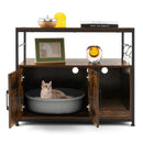 Wooden Cat Box Cabinet with with Metal Frame and Scratching Pad-Rustic Brown by LJGDeals