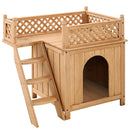 Wooden Dog House with Stairs and Raised Balcony for Puppy and Cat by LJGDeals