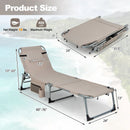 5-position Outdoor Folding Chaise Lounge Chair-Beige by DirectDeals