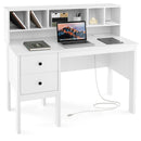 48 Inch Computer Desk with Drawers Power Outlets-Black by DirectDeals
