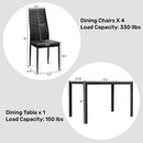 5 Piece Kitchen Dining Set with Glass Metal Table and 4 Chairs by LJGDeals