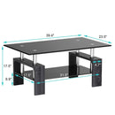 Rectangular Tempered Glass Coffee Table with Shelf by LJGDeals