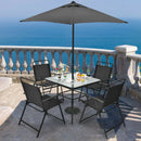 6 Pieces Patio Dining Set with Umbrella-Gray by LJGDeals