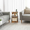 3-Tier End Table with Open Storage Shelf for Living Room Bedroom-Brown by LJGDeals