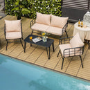 4 Pieces Patio Furniture Set with Seat Back Cushions for Garden-Beige by LJGDeals