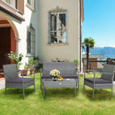 4 Pieces Outdoor Rattan Conversation Set with Comfortable Cushion by LJGDeals