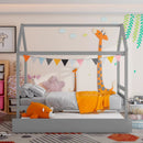 Kids Platform Bed Frame with Roof for Bedroom by LJGDeals