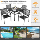 3 Pieces Patio Dining Set Stackable Chairs Armrest Table with Umbrella Hole by LJGDeals