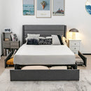 Upholstered Platform Bed Frame with 3 Storage Drawers by DirectDeals
