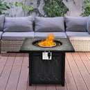 32 Inch Propane Fire Pit Table Square Tabletop with Lava Rocks Cover 50000 BTU-Black by LJGDeals