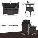4 Pieces Patio Rattan Furniture Set Cushioned Sofa Glass Table by LJGDeals