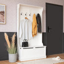 3-in-1 Entryway Hall Tree Coat Rack Shoe Bench with Hooks and Bottom Storage-White by LJGDeals