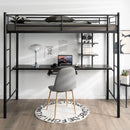 Twin Size Loft Bunk Bed with Desk Storage Shelf and Full Length Ladders-Black by LJGDeals