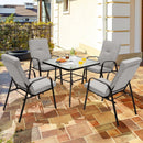 35 Inch Patio Dining Square Tempered Glass Table with Umbrella Hole by LJGDeals