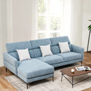105 Inch L-Shaped Sofa Couch with 3 Adjustable Headrests-Blue by LJGDeals