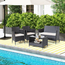 4 Pieces Patio Conversation Set with Soft Cushions and Tempered Glass Tabletop by LJGDeals