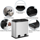 16 Gallon Dual Step Stainless Steel Double Bucket Trash Can by LJGDeals
