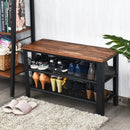 3-Tier Shoe Rack Industrial Shoe Bench with Storage Shelves by LJGDeals