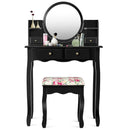 Makeup Vanity Table Set Girls Dressing Table with Drawers Oval Mirror by LJGDeals