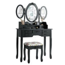 7 Drawer Tri-Folding Mirror Dressing Vanity Makeup Set by LJGDeals