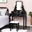 10 Dimmable Light Bulbs Vanity Dressing Table with 2 Dividers and Cushioned Stool by LJGDeals