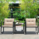 3 Pieces Cushioned Patio Rattan Set with Rocking Chair and Table-Black by LJGDeals