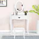 Wooden Vanity Makeup Set with Cushioned Stool and Oval Rotating Mirror by LJGDeals