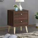 2-Drawer Nightstand Beside End Side Table with Rubber Legs by LJGDeals